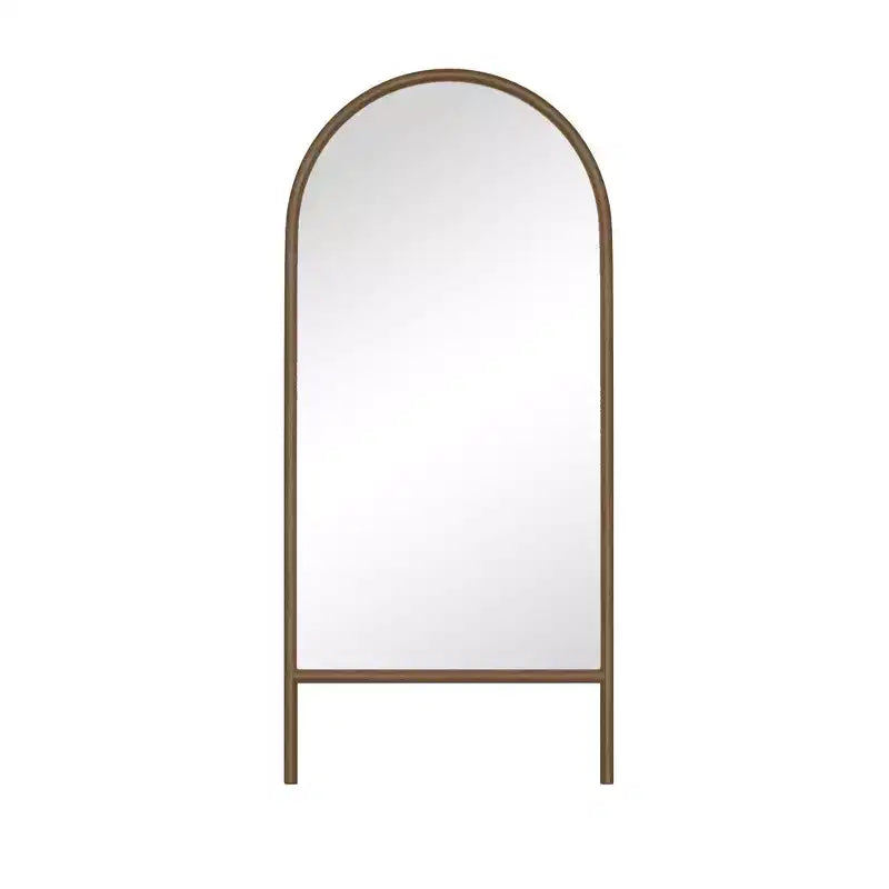 Full-Length Mirror with Solid Wood Ladder Frame, Walnut, 63x24 in., Wall Mount