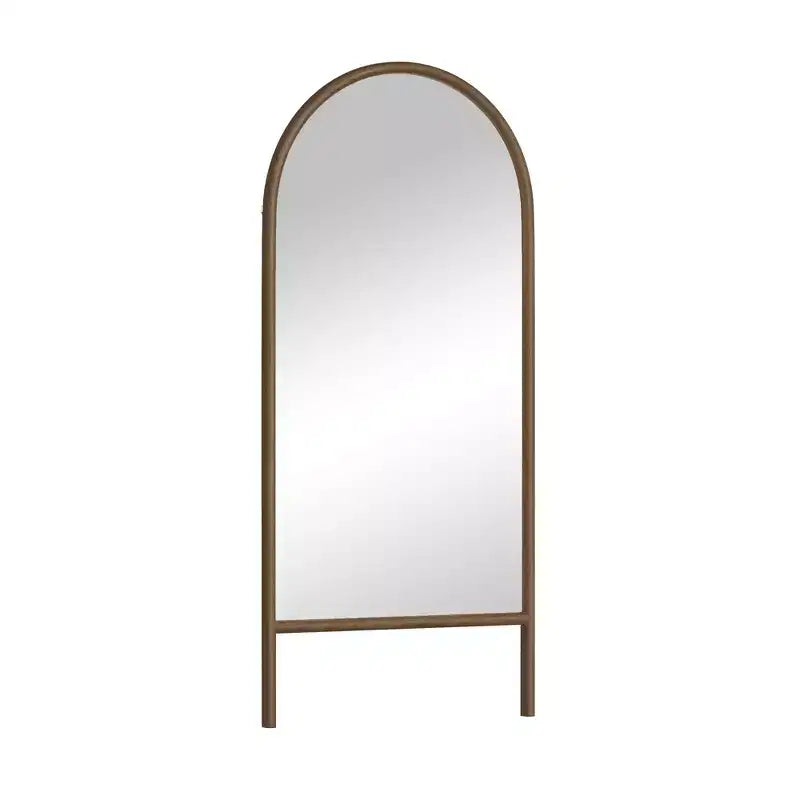 Full-Length Mirror with Solid Wood Ladder Frame, Walnut, 63x24 in., Wall Mount
