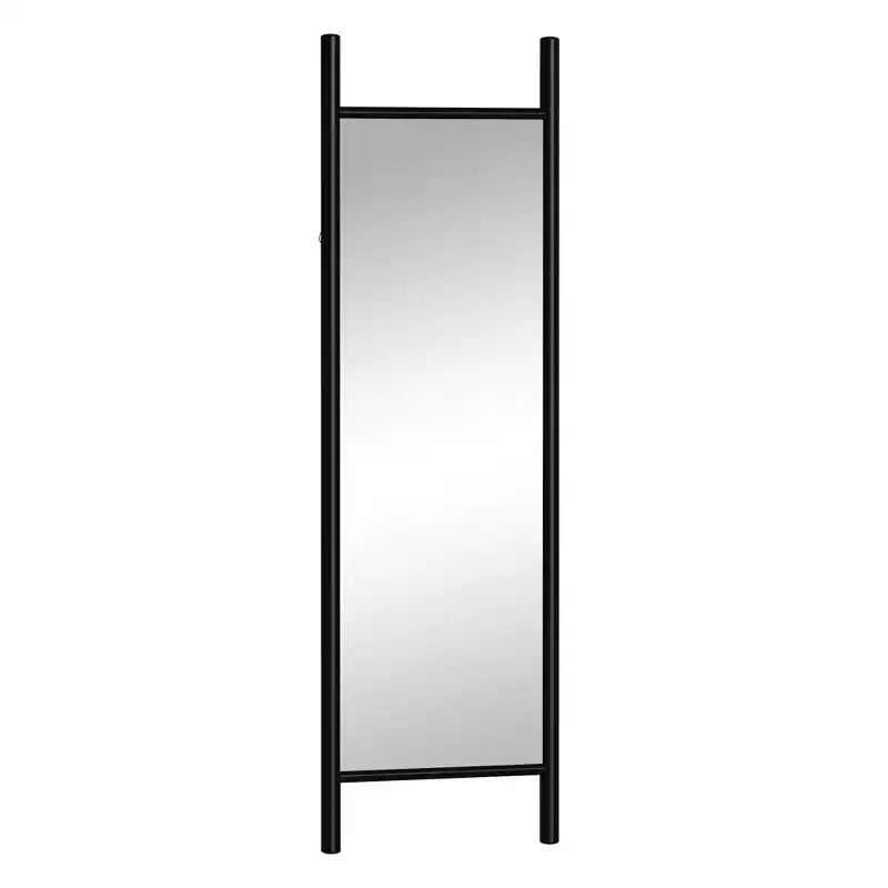 Full-Length Mirror with Solid Wood Ladder Frame, Walnut, 63x24 in., Wall Mount