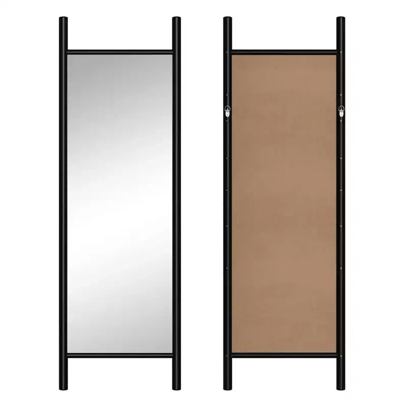 Full-Length Mirror with Solid Wood Ladder Frame, Walnut, 63x24 in., Wall Mount