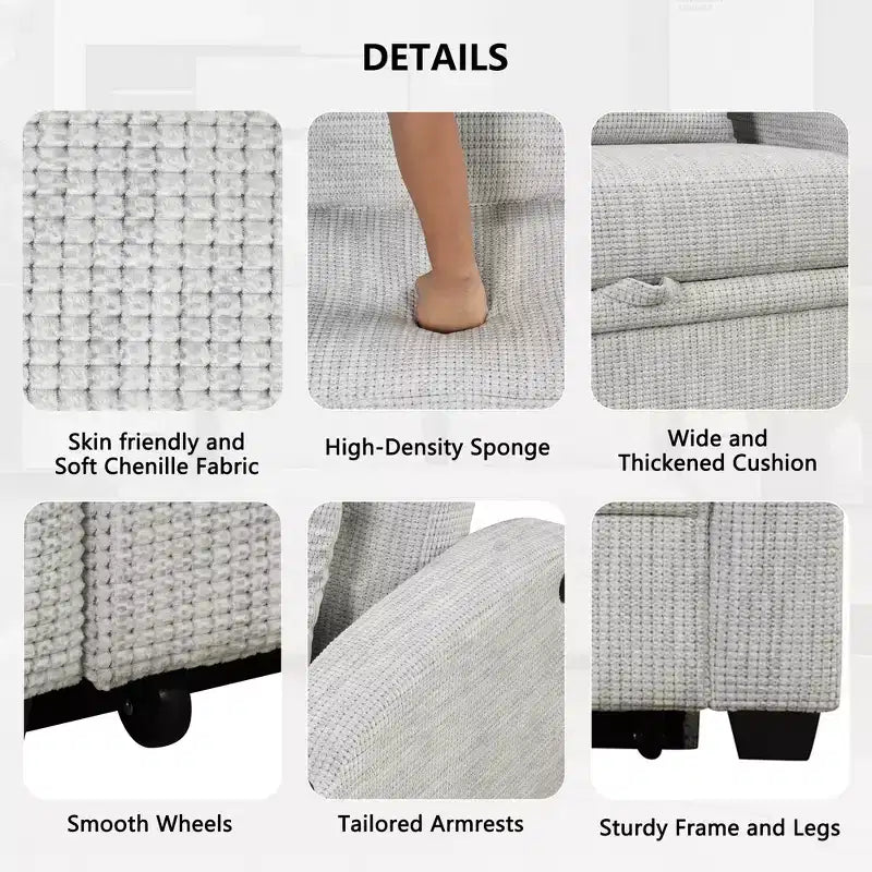Convertible Sofa Bed with USB Charging, Cup Holders & Adjustable Backrest