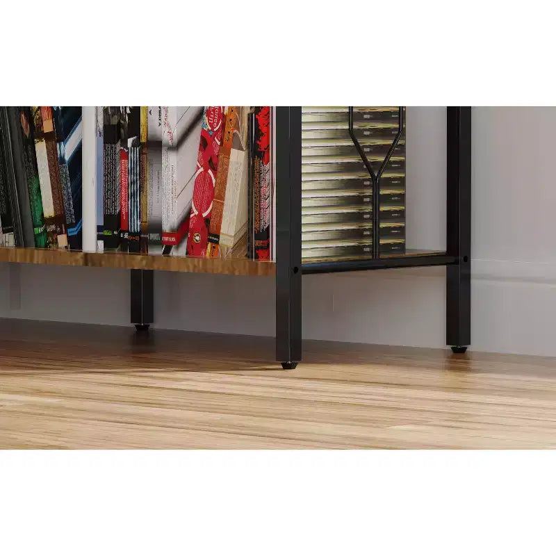 7-Tier Industrial Corner Shelf, Freestanding L-Shaped Bookcase, Display Case for Living Room, Bedroom, Office, Brown
