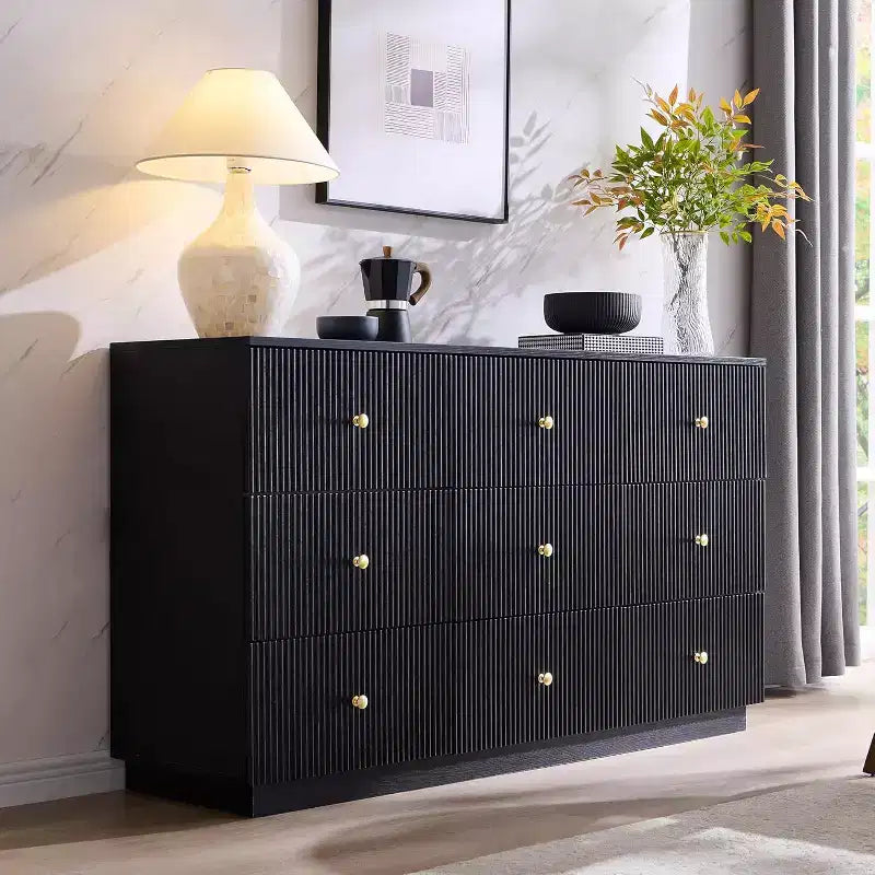 9-Drawer Fluted Dresser, 55" Wide Wood Chest of Drawers with Deep Storage, Modern Storage Organizer for Bedroom, Living Room