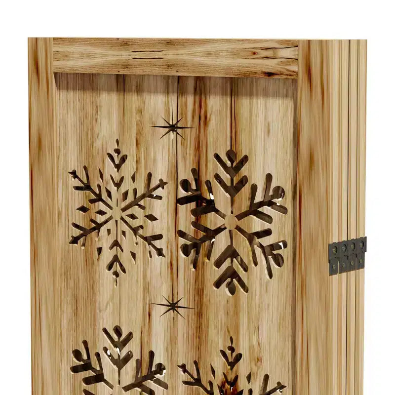 Wood Room Divider Folding Privacy Screen, Freestanding Partition for Indoor, 4-Panels, Brown
