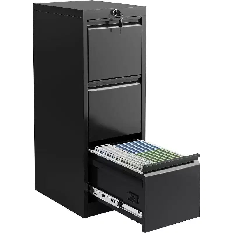 Rolling Storage Cabinet with Lock, Workbench & Adjustable Shelf, Mobile Tool Chest for Garage, Shop, Office, Black