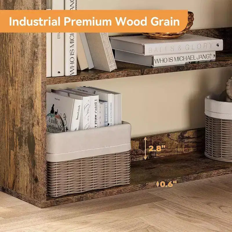 6-Tier Industrial Corner Bookshelf, L-Shaped Bookcase with Baffles and Shelves, Large Storage Display Unit for Living Room, Home Office