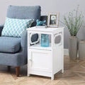 HomeStock Belmont End Table with Cabinet and Open Shelf Storage, Stylish Octagon Design, Compact MDF Side Table for Living Room or Bedroom