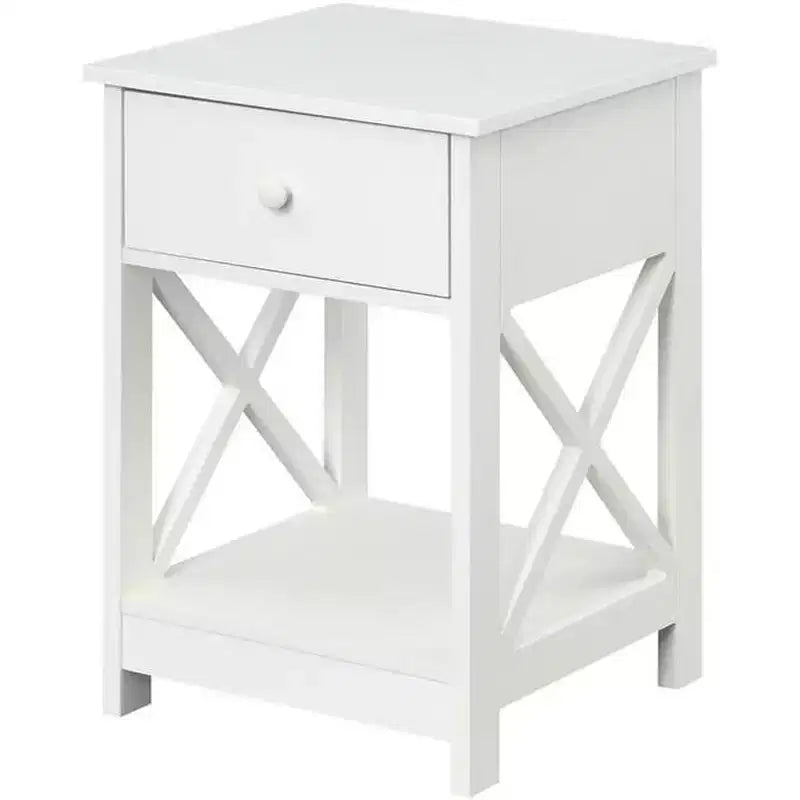 1-Drawer End Table with Two-Tier Shelves, Compact Accent Table for Living Room