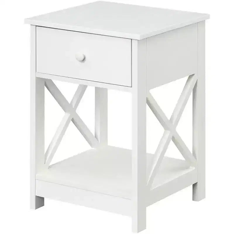 1-Drawer End Table with Two-Tier Shelves, Compact Accent Table for Living Room