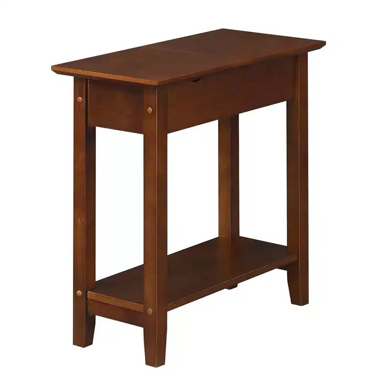 Flip Top End Table with Charging Station, USB Ports, Power Outlets and Slim Space-Saving Design