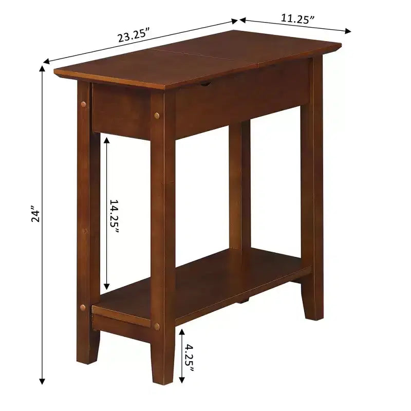 Flip Top End Table with Charging Station, USB Ports, Power Outlets and Slim Space-Saving Design