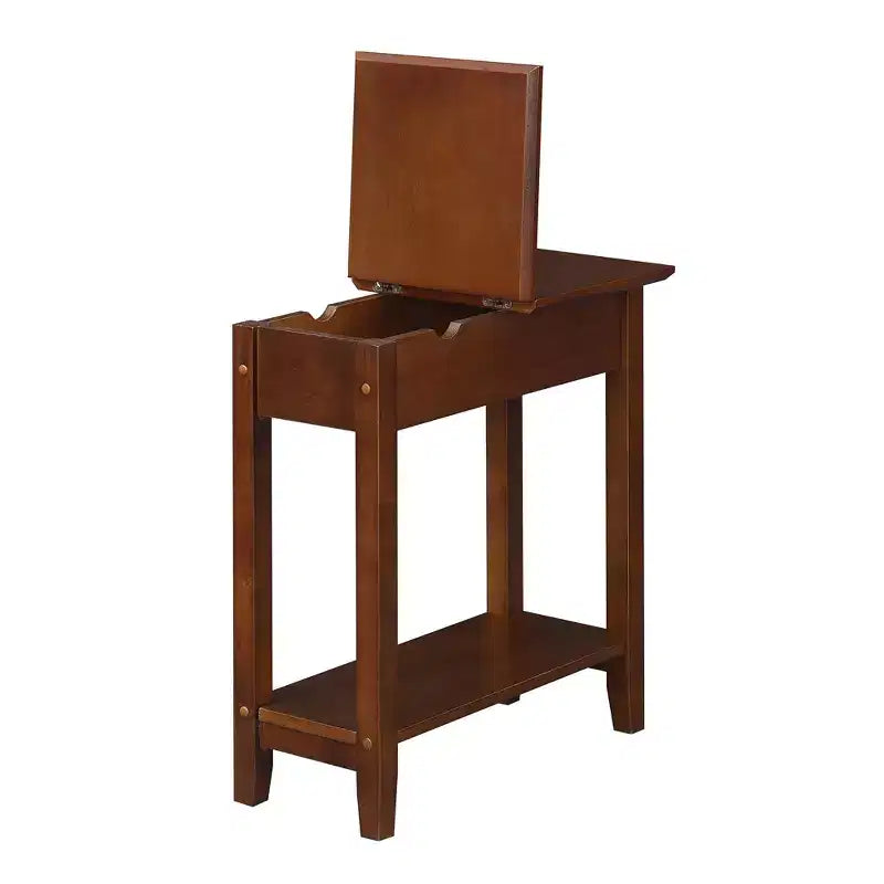 Flip Top End Table with Charging Station, USB Ports, Power Outlets and Slim Space-Saving Design