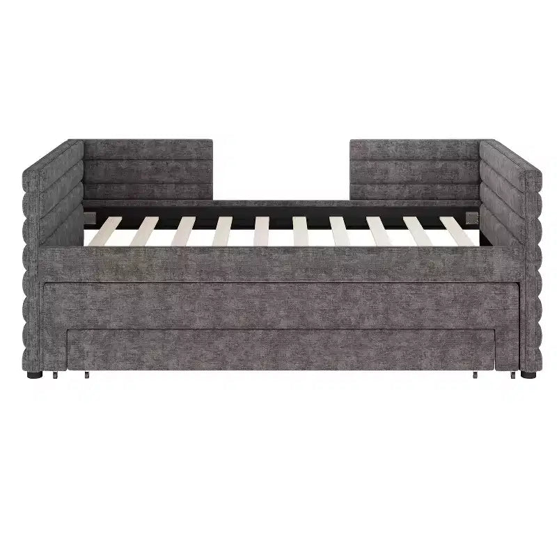 Twin Size Upholstered Daybed with Trundle and Storage Drawers