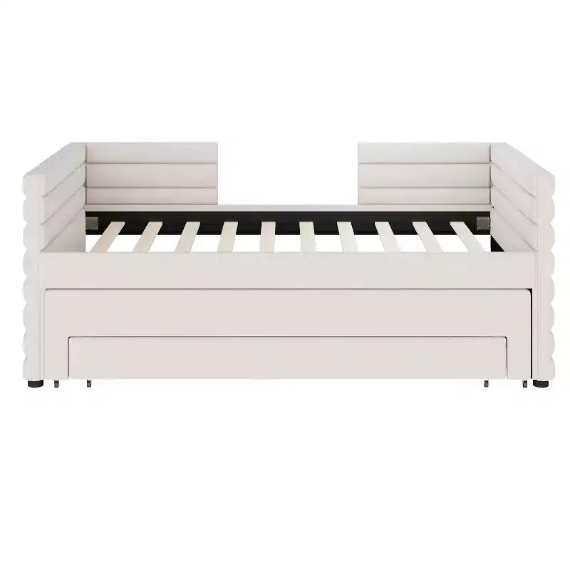 Twin Size Upholstered Daybed with Trundle and Storage Drawers