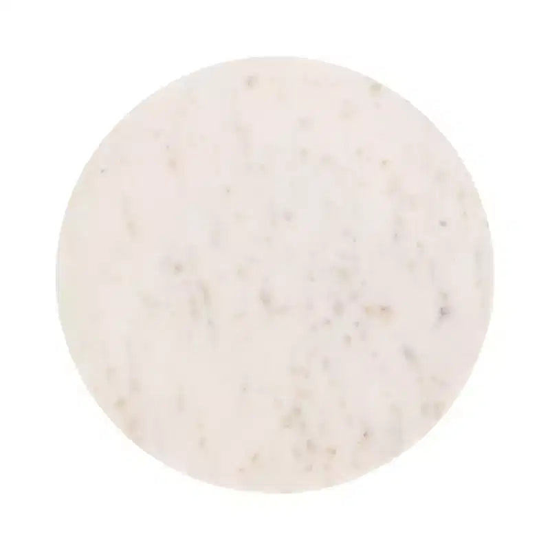 Round Marble Top Side Table with Mango Wood Base, 14 in. Diameter