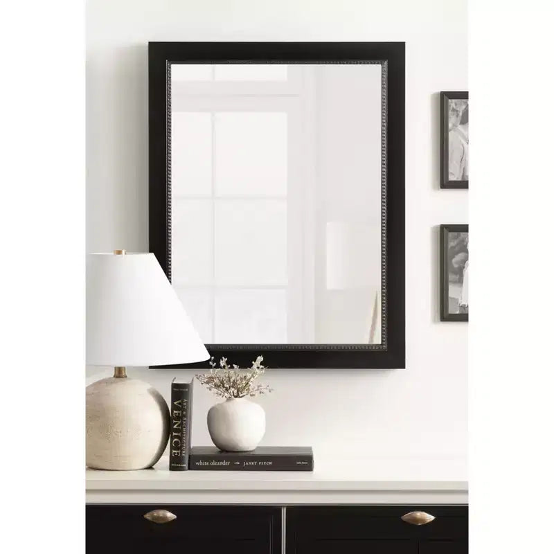 Rectangle Bathroom Wall Mirror with Satin Black Frame, 21.25 x 27.25 in.