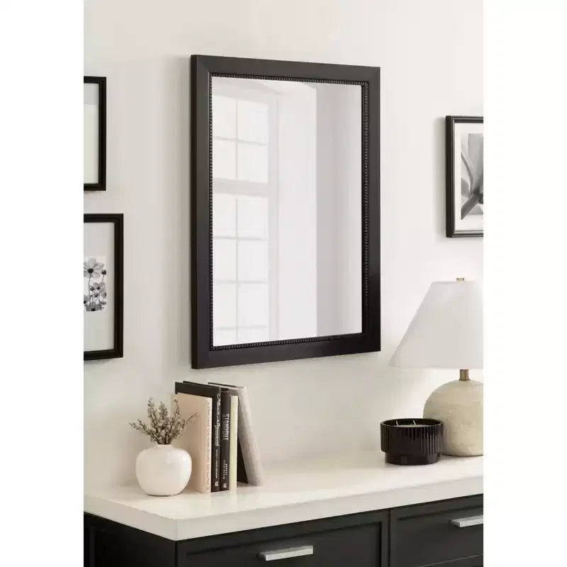 Rectangle Bathroom Wall Mirror with Satin Black Frame, 21.25 x 27.25 in.