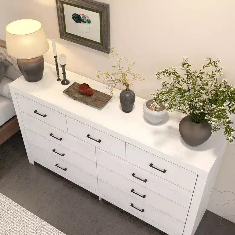 Rustic 9-Drawer Chest Dresser with Organizer Compartments