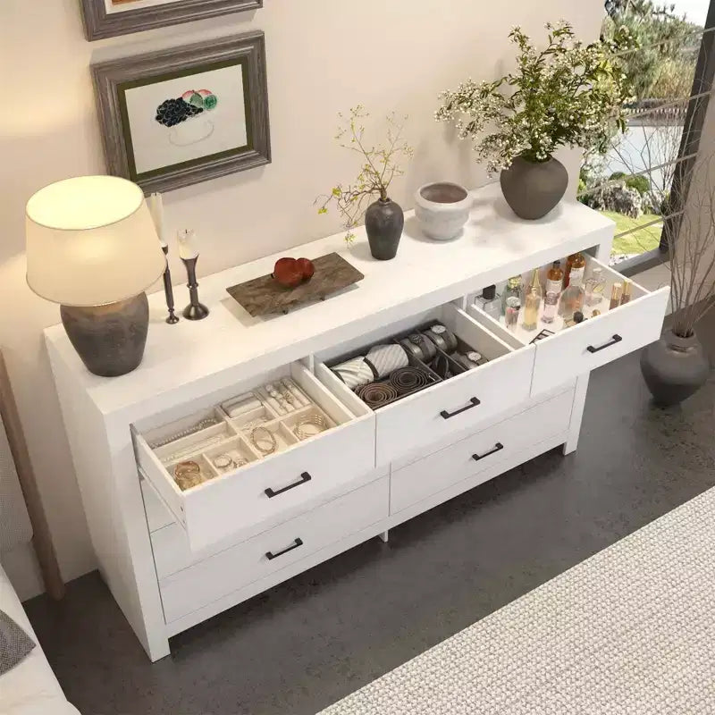 Rustic 9-Drawer Chest Dresser with Organizer Compartments