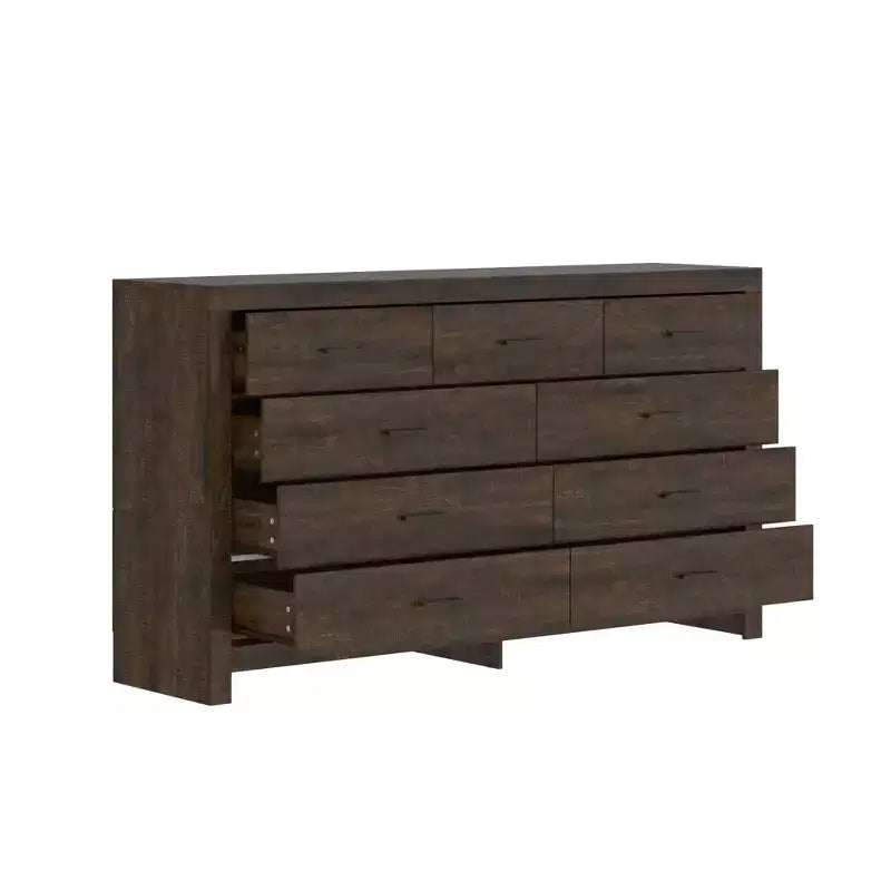 Rustic 9-Drawer Chest Dresser with Organizer Compartments