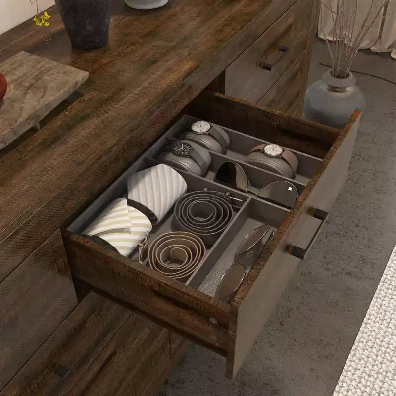Rustic 9-Drawer Chest Dresser with Organizer Compartments