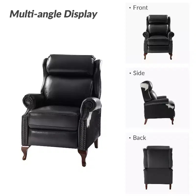 Genuine Leather Manual Recliner with Push-Back Design