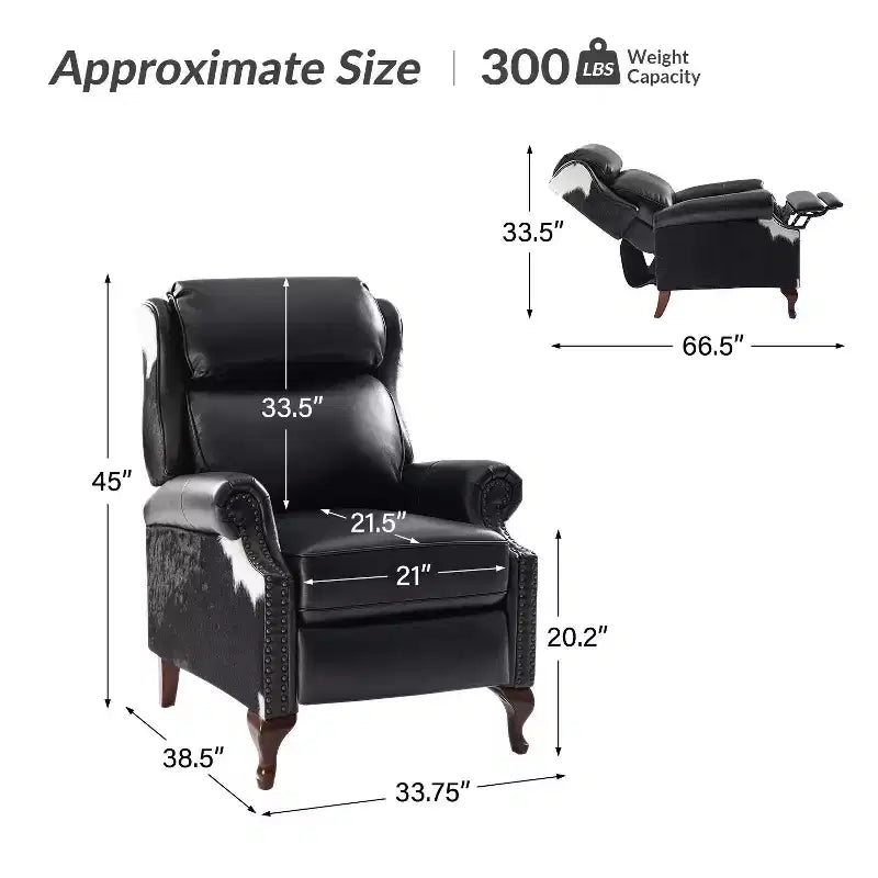 Genuine Leather Manual Recliner with Push-Back Design