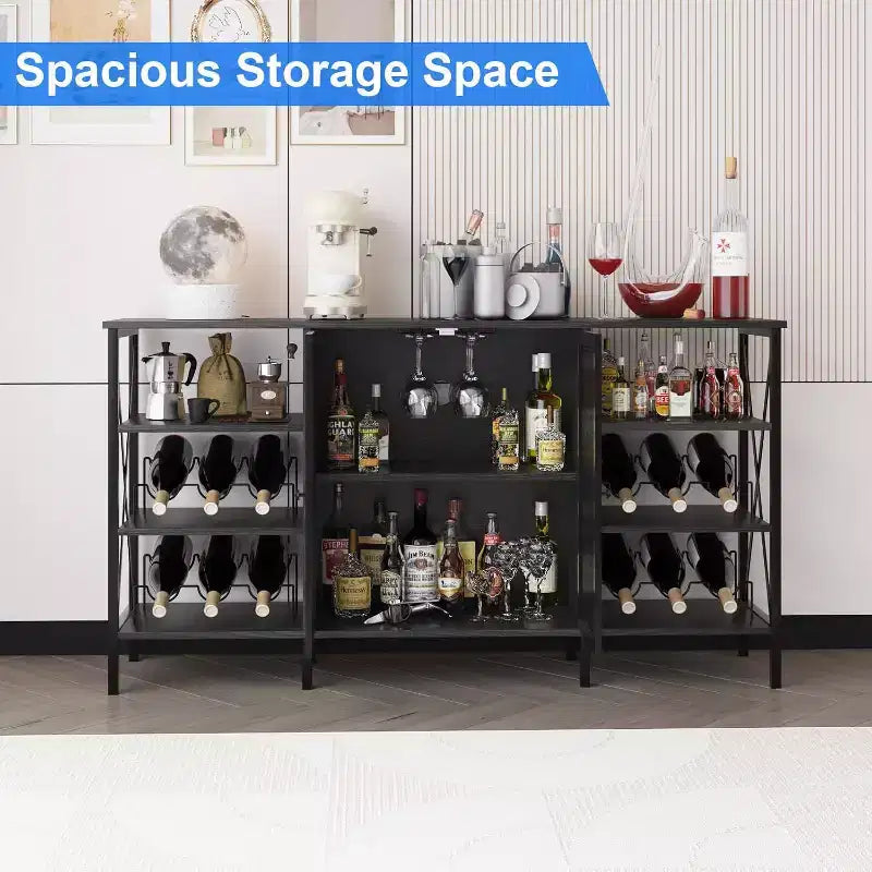 Multi-Functional Wine Rack - Space-Saving Bottle Storage, Ideal for Home Bar Kitchen Dining Area Decor & Organization